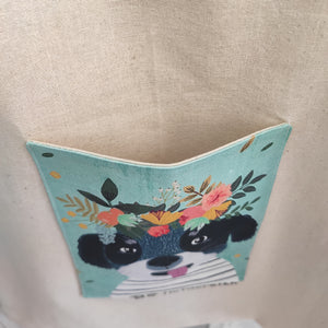 Totebag Chien en marinière avec poche