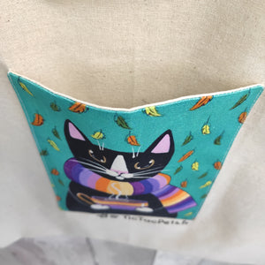 Totebag chat et chocolat chaud avec poche