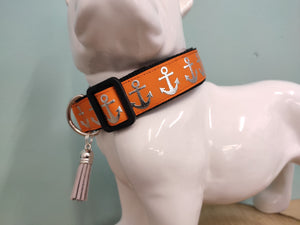 Collier chien grandes ancres argentées (Plusieurs coloris)