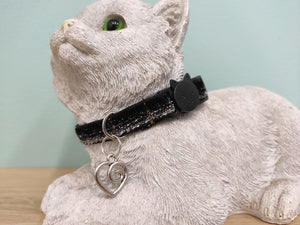 Collier chat Argenté et Noir paillettes