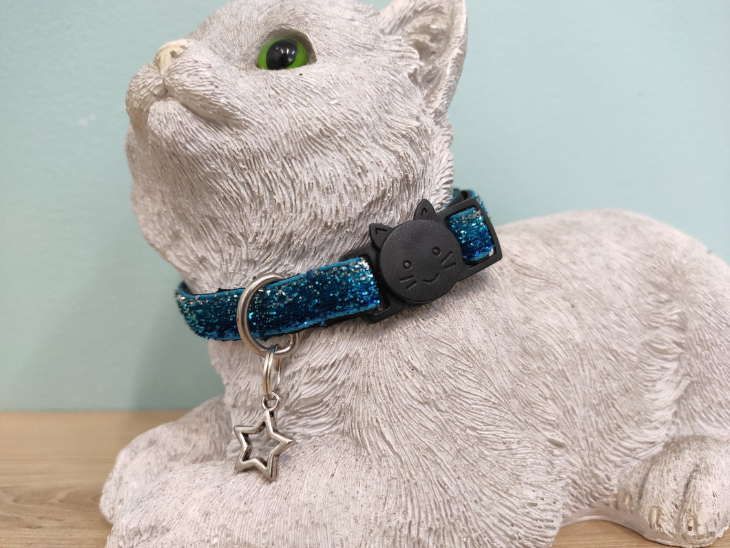 Collier chat Dégradé Bleu foncé paillettes