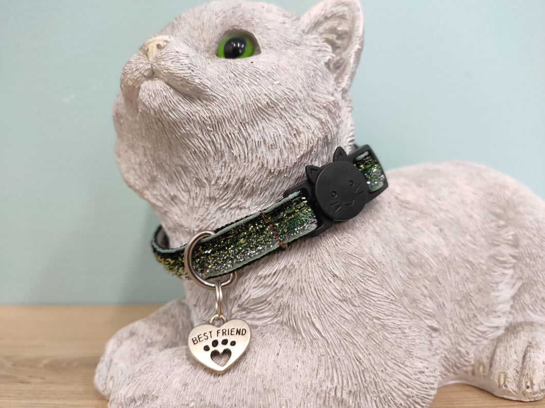 Collier chat dégradé vert Paillettes