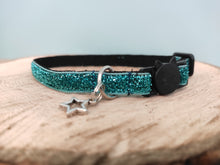 Collier chat turquoise paillettes