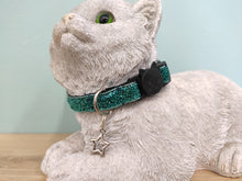 Collier chat turquoise paillettes