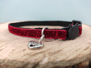 Collier chat rouge paillettes