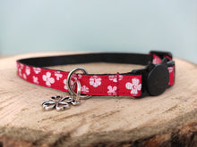 Collier chat rouge fleurs