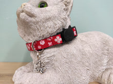 Collier chat rouge fleurs