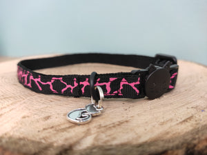 Collier chat marbré rose et noir