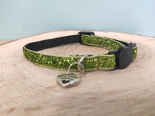 Collier chat vert paillettes